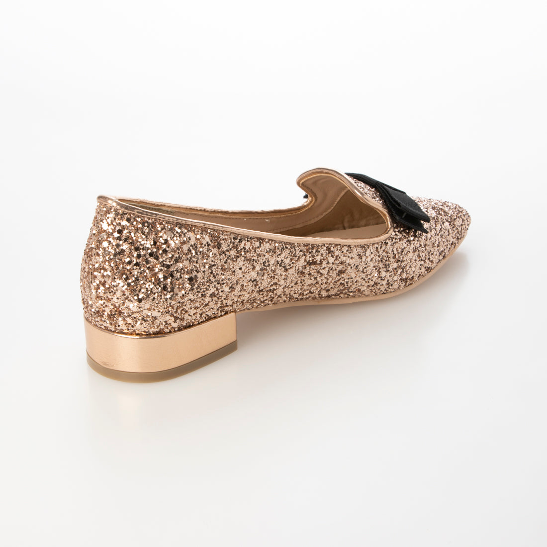 シックス CHICS リボンデザイングリッターローヒールパンプス