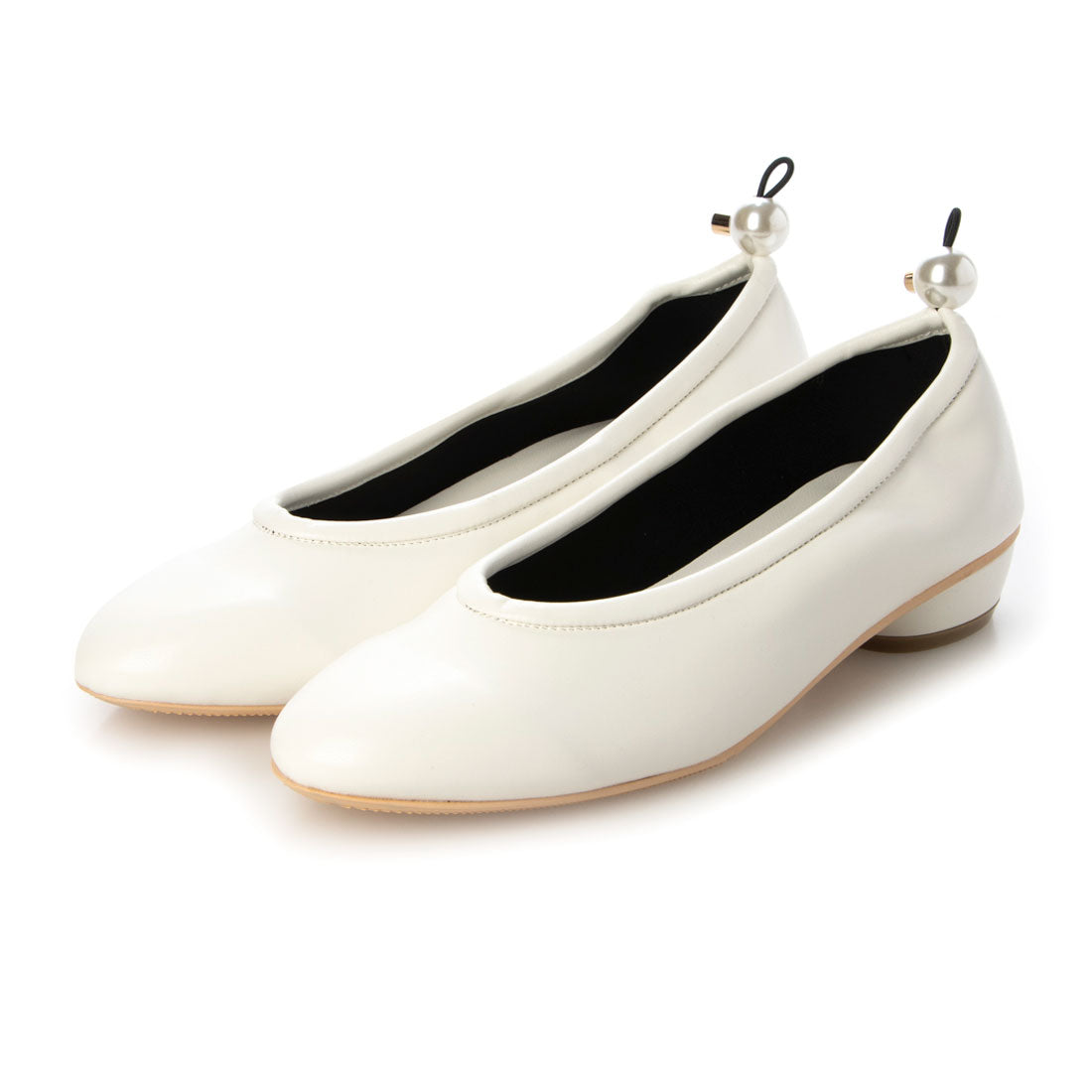 シックス CHICS パール調コードストッパー付フラットシューズ
