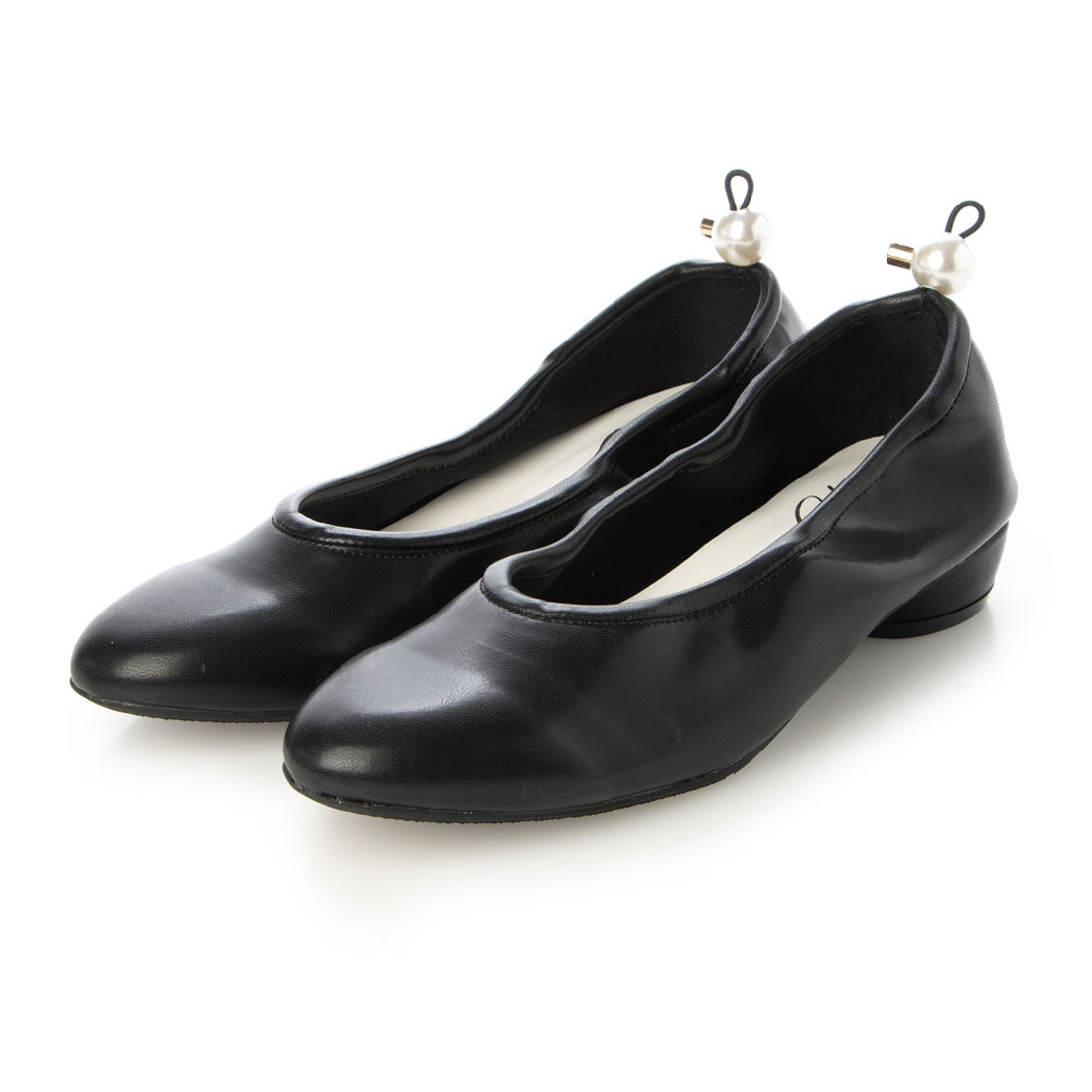 シックス CHICS パール調コードストッパー付フラットシューズ