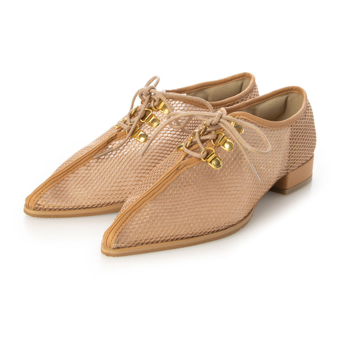 シックス CHICS チュールメッシュ素材レースアップローヒールシューズ