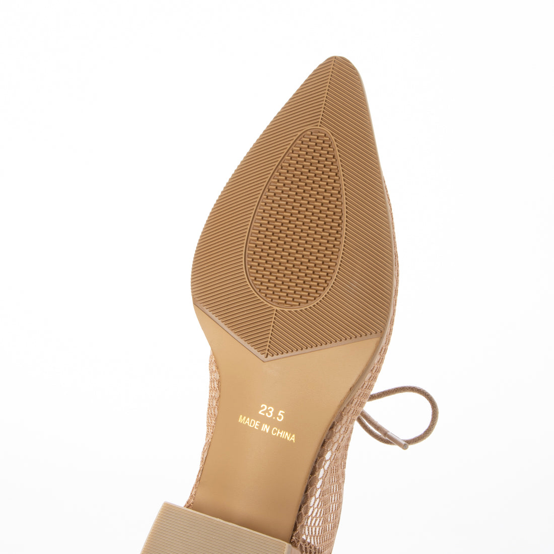 シックス CHICS チュールメッシュ素材レースアップローヒールシューズ