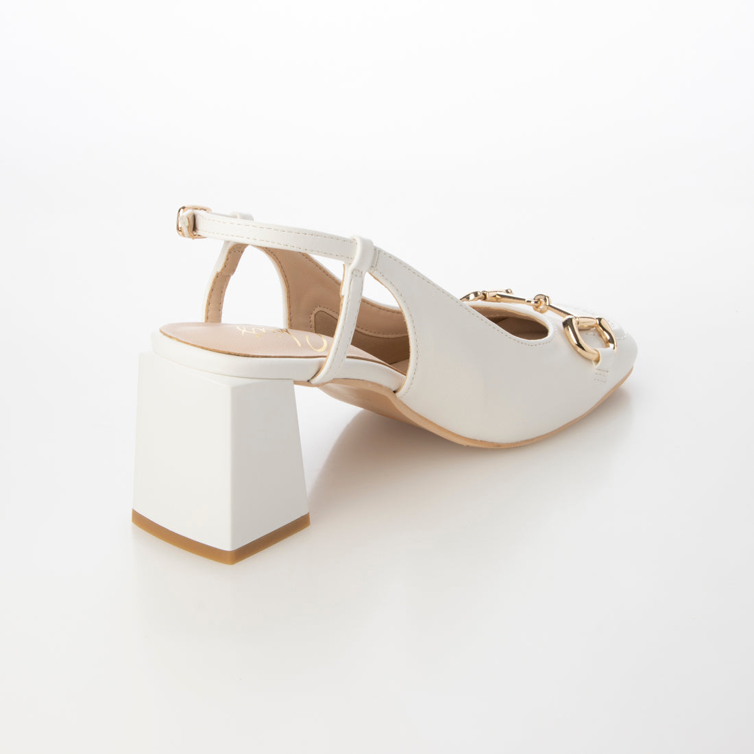 シックス CHICS ビットデザインミッドヒールスリングバックパンプス