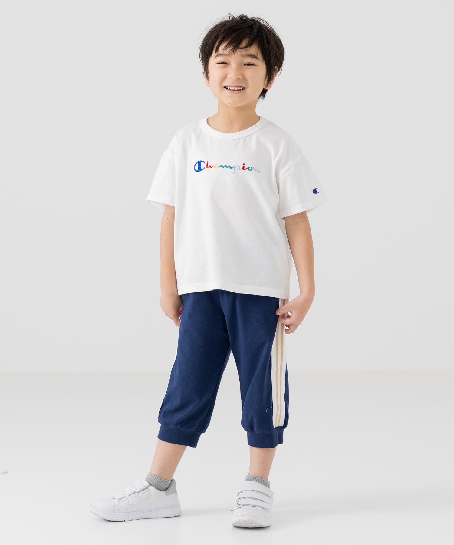 チルツー chil2 7分丈裾リブ脇ラインパンツ