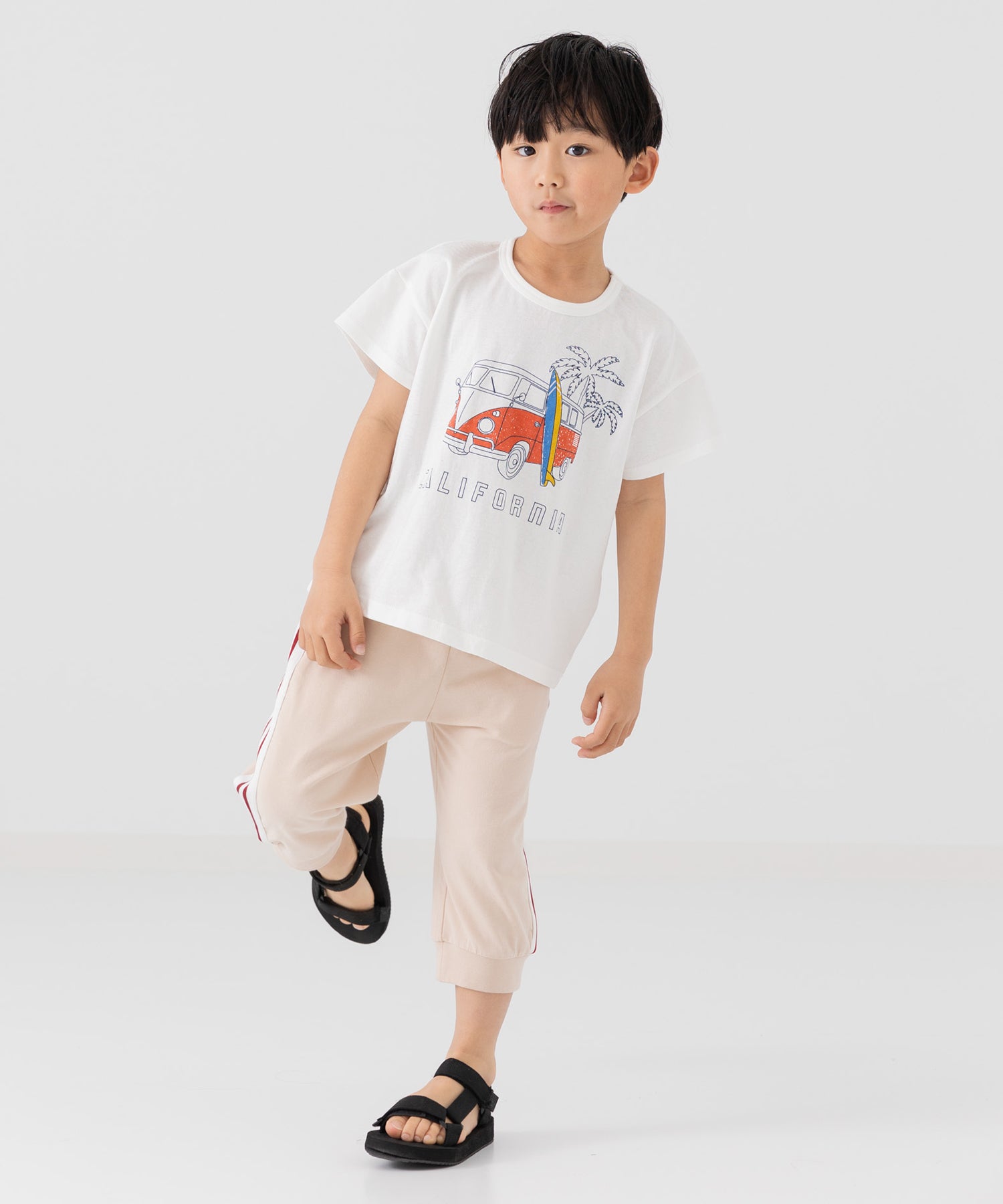 チルツー chil2 7分丈裾リブ脇ラインパンツ