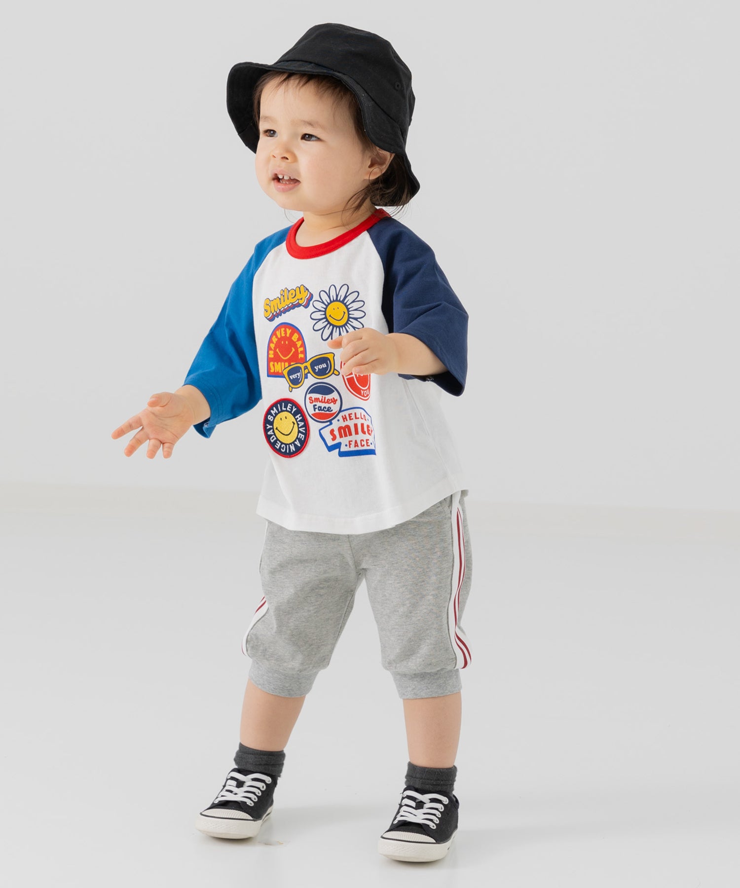 チルツー chil2 7分丈裾リブ脇ラインパンツ
