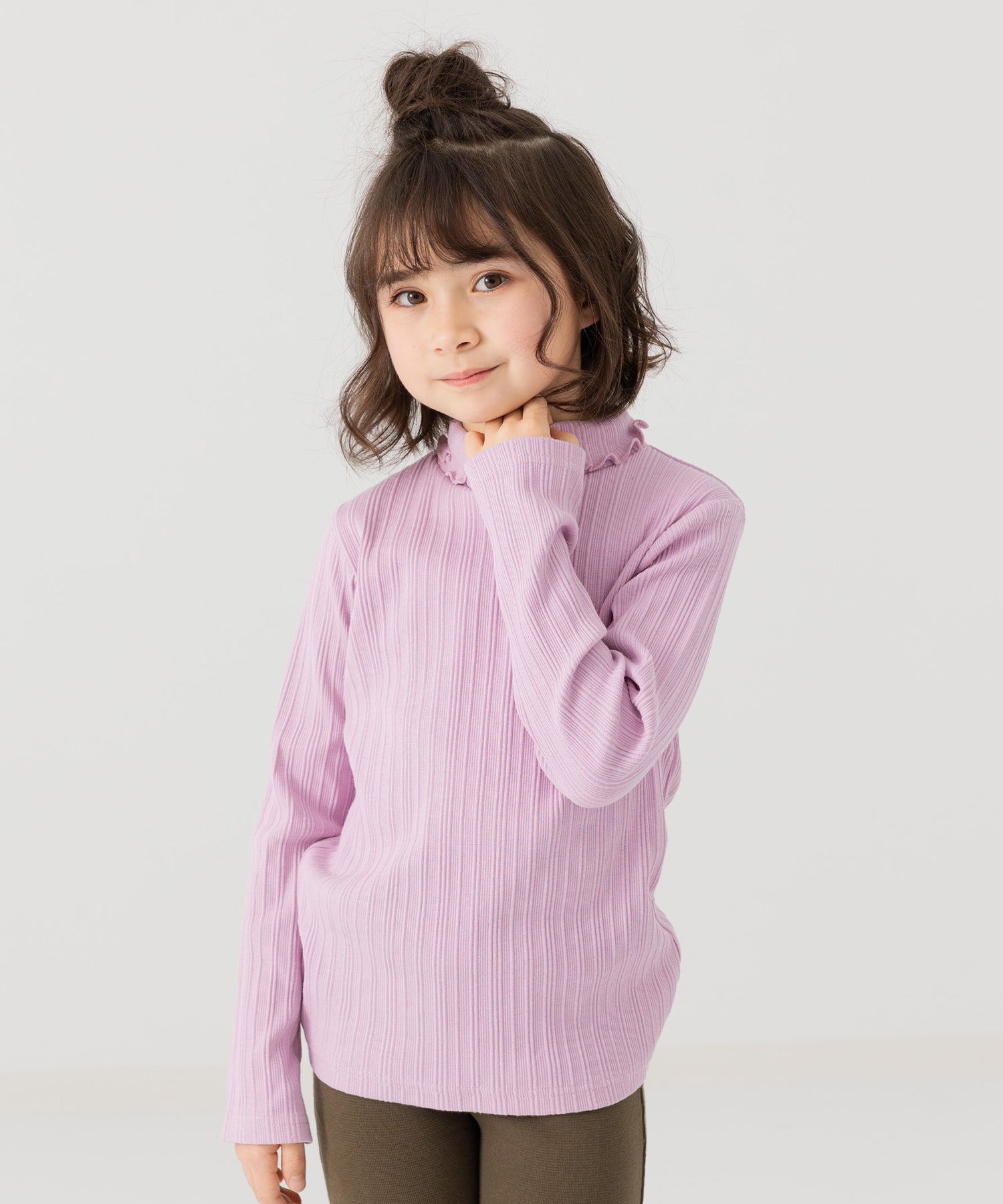 チルツー chil2 ランダムテレコハイネックカットソー,ラベンダー