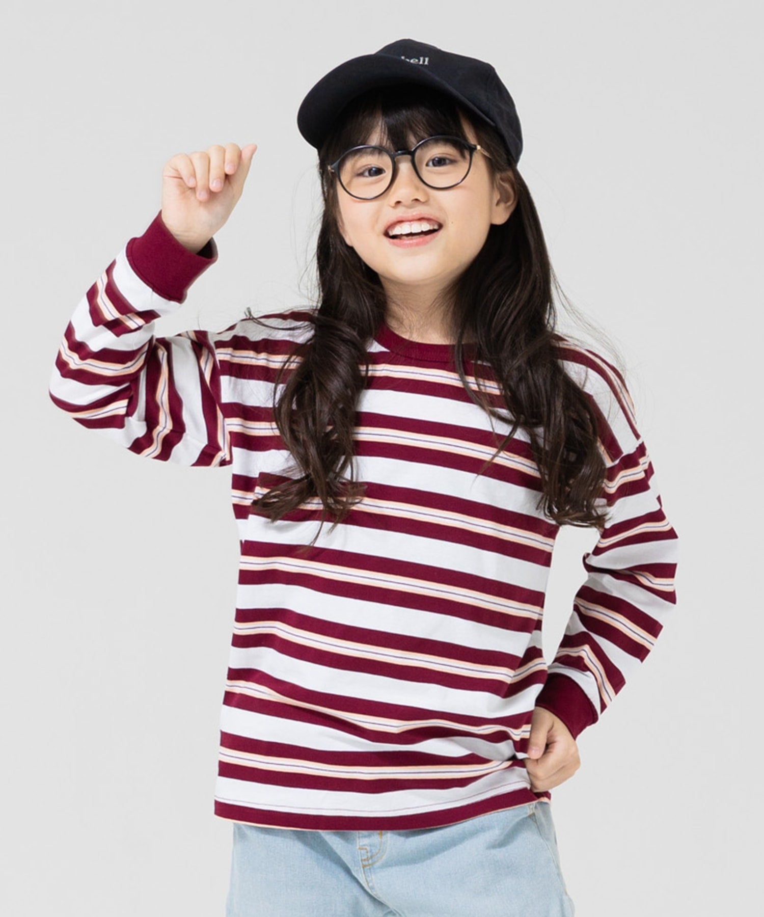 チルツー chil2 ボーダー長袖Tシャツ,Fレッド