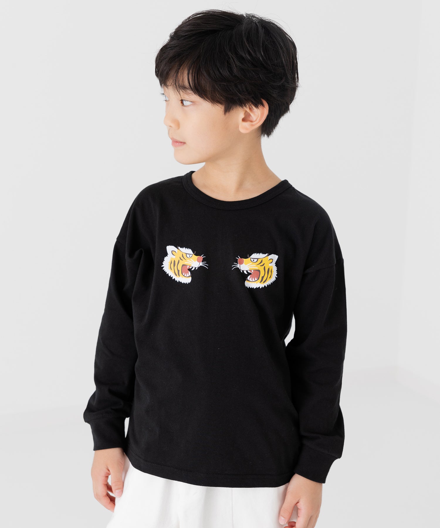 チルツー chil2 プリント長袖Tシャツ,Bタイガー/ブラック