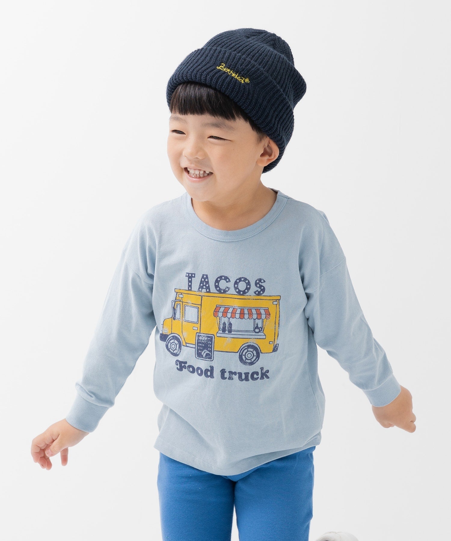 チルツー chil2 プリント長袖Tシャツ,Iフードトラック/サックス