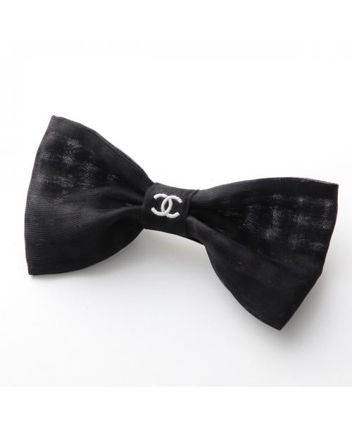 シャネル CHANEL CHANEL ボウ バレッタ AAB048 B20489 チェック柄 シルク （U0818/ブラック） U0818/ブラック