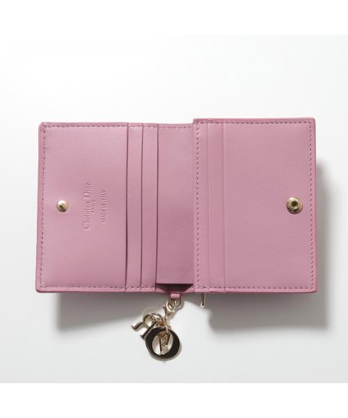 ディオール Dior Dior 二つ折り財布 S0178ONMJ レザー カナージュ ミニ財布 （900/Noirブラック×ゴールド） 900/Noirブラック×ゴールド