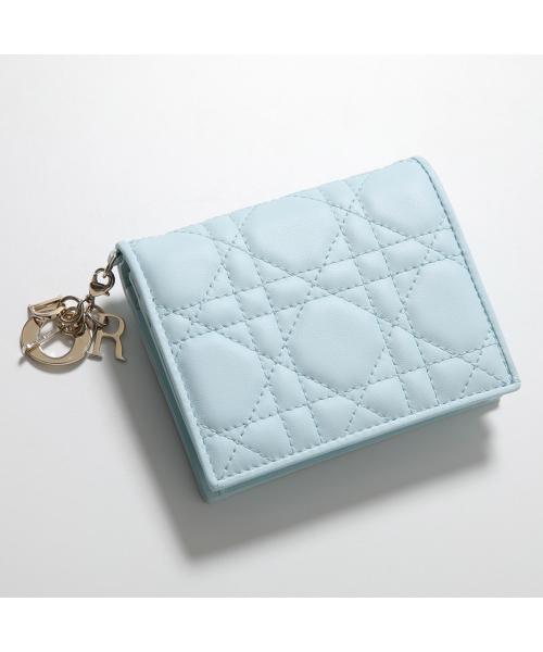ディオール Dior Dior 二つ折り財布 S0178ONMJ レザー カナージュ ミニ財布 （900/Noirブラック×ゴールド） 900/Noirブラック×ゴールド