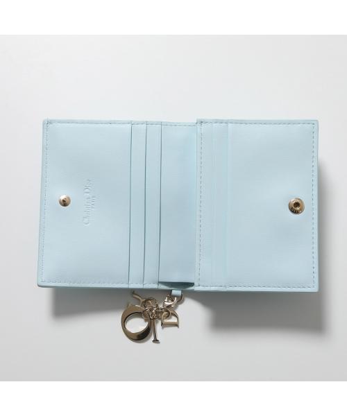ディオール Dior Dior 二つ折り財布 S0178ONMJ レザー カナージュ ミニ財布 （900/Noirブラック×ゴールド） 900/Noirブラック×ゴールド