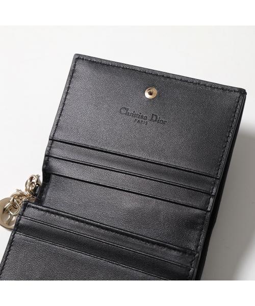 ディオール Dior Dior 二つ折り財布 S0178ONMJ レザー カナージュ ミニ財布 （900/Noirブラック×ゴールド） 900/Noirブラック×ゴールド