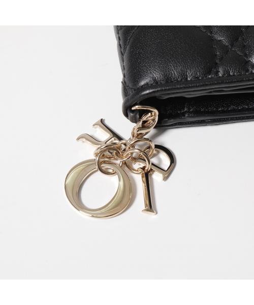 ディオール Dior Dior 二つ折り財布 S0178ONMJ レザー カナージュ ミニ財布 （900/Noirブラック×ゴールド） 900/Noirブラック×ゴールド