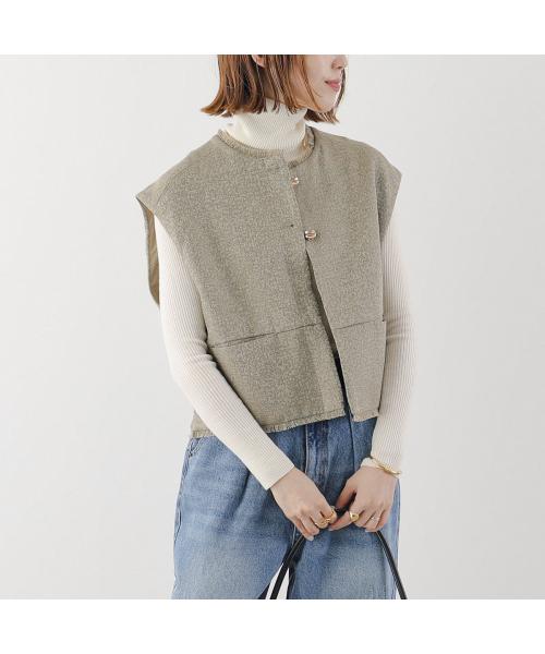 シニヨン CHIGNON CHIGNON ベスト 4654-037MK ツイード フリンジ ジレ （カーキ） カーキ