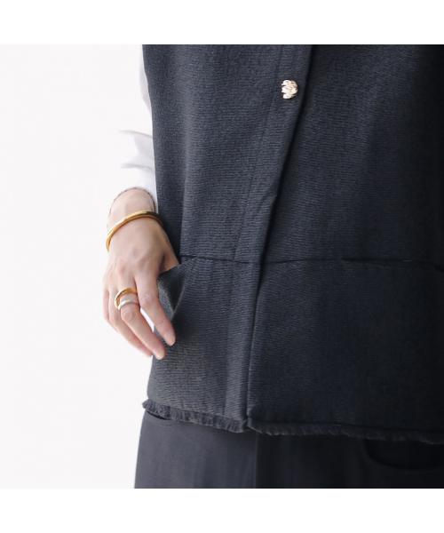 シニヨン CHIGNON CHIGNON ベスト 4654-037MK ツイード フリンジ ジレ （カーキ） カーキ