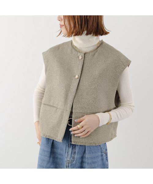シニヨン CHIGNON CHIGNON ベスト 4654-037MK ツイード フリンジ ジレ （カーキ） カーキ