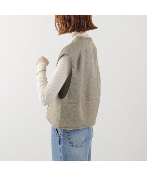 シニヨン CHIGNON CHIGNON ベスト 4654-037MK ツイード フリンジ ジレ （カーキ） カーキ