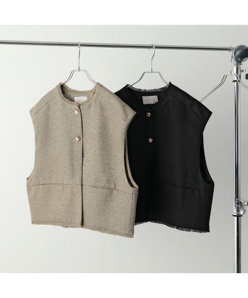 シニヨン CHIGNON CHIGNON ベスト 4654-037MK ツイード フリンジ ジレ （カーキ） カーキ