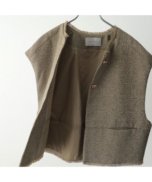 シニヨン CHIGNON CHIGNON ベスト 4654-037MK ツイード フリンジ ジレ （カーキ） カーキ