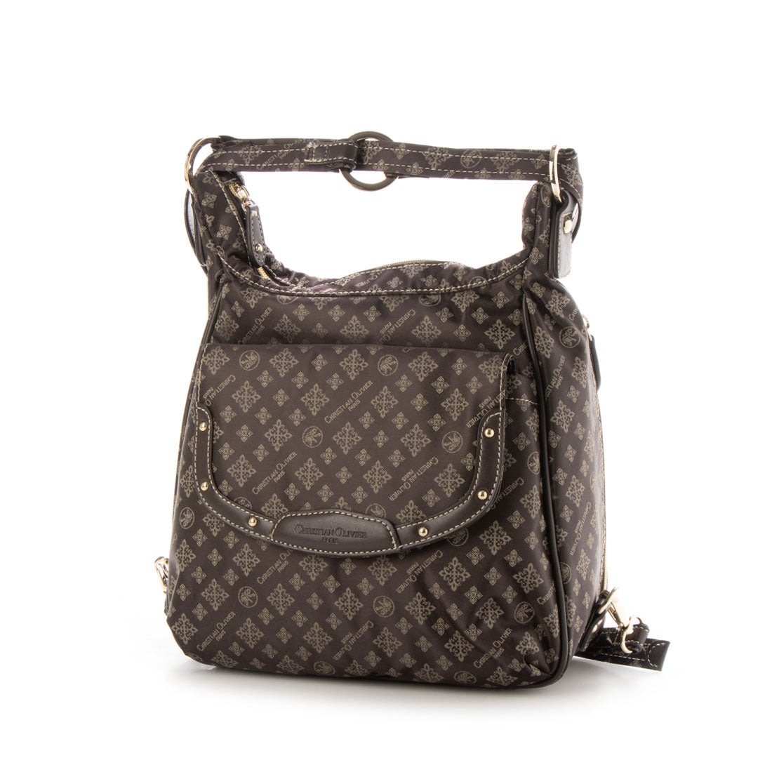 CHRISTIAN OLIVIER PARIS 3-Way Shoulder Backpack, Water-Repellent, Monogram, Jacquard Weave