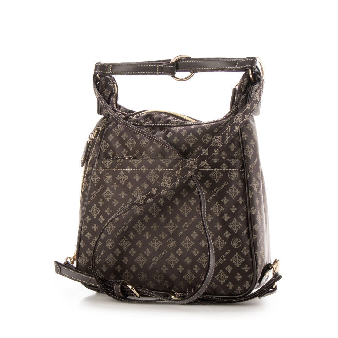 CHRISTIAN OLIVIER PARIS 3-Way Shoulder Backpack, Water-Repellent, Monogram, Jacquard Weave