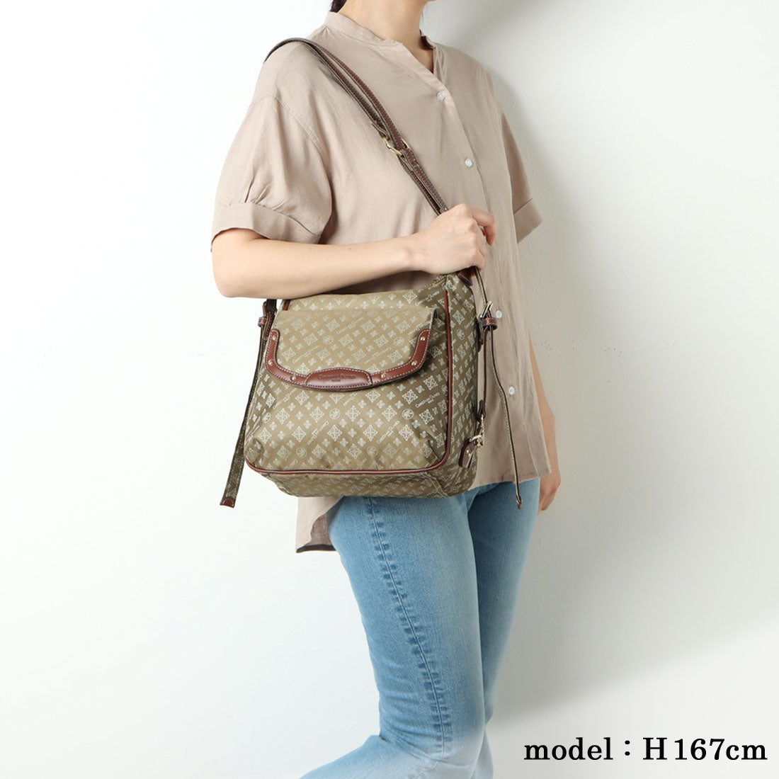 CHRISTIAN OLIVIER PARIS 3-Way Shoulder Backpack, Water-Repellent, Monogram, Jacquard Weave