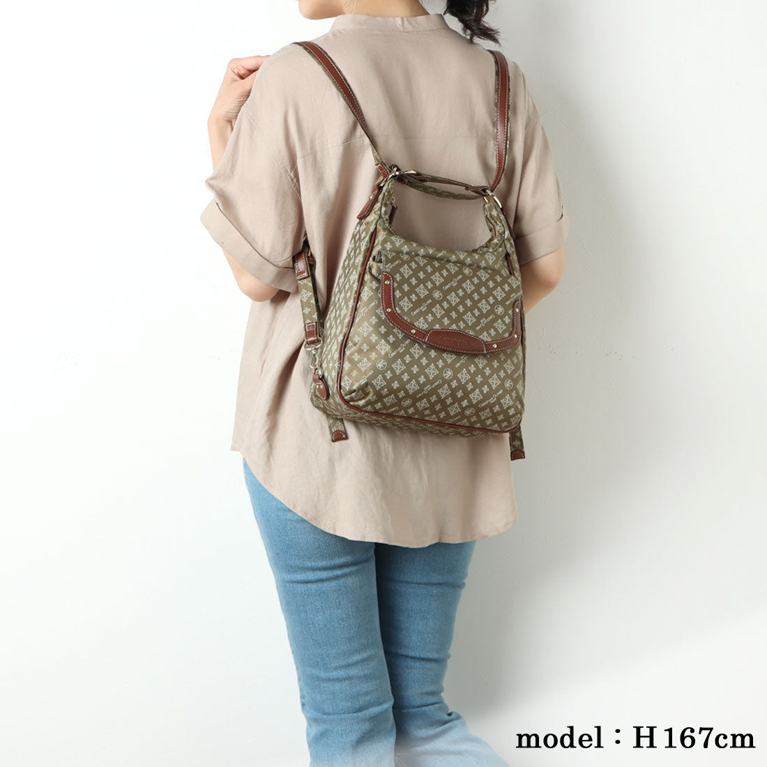 CHRISTIAN OLIVIER PARIS 3-Way Shoulder Backpack, Water-Repellent, Monogram, Jacquard Weave