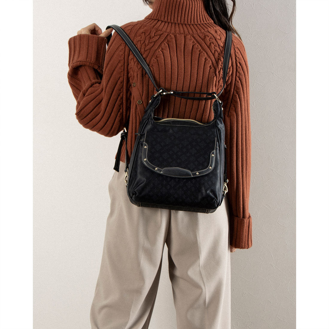 CHRISTIAN OLIVIER PARIS 3-Way Shoulder Backpack, Water-Repellent, Monogram, Jacquard Weave