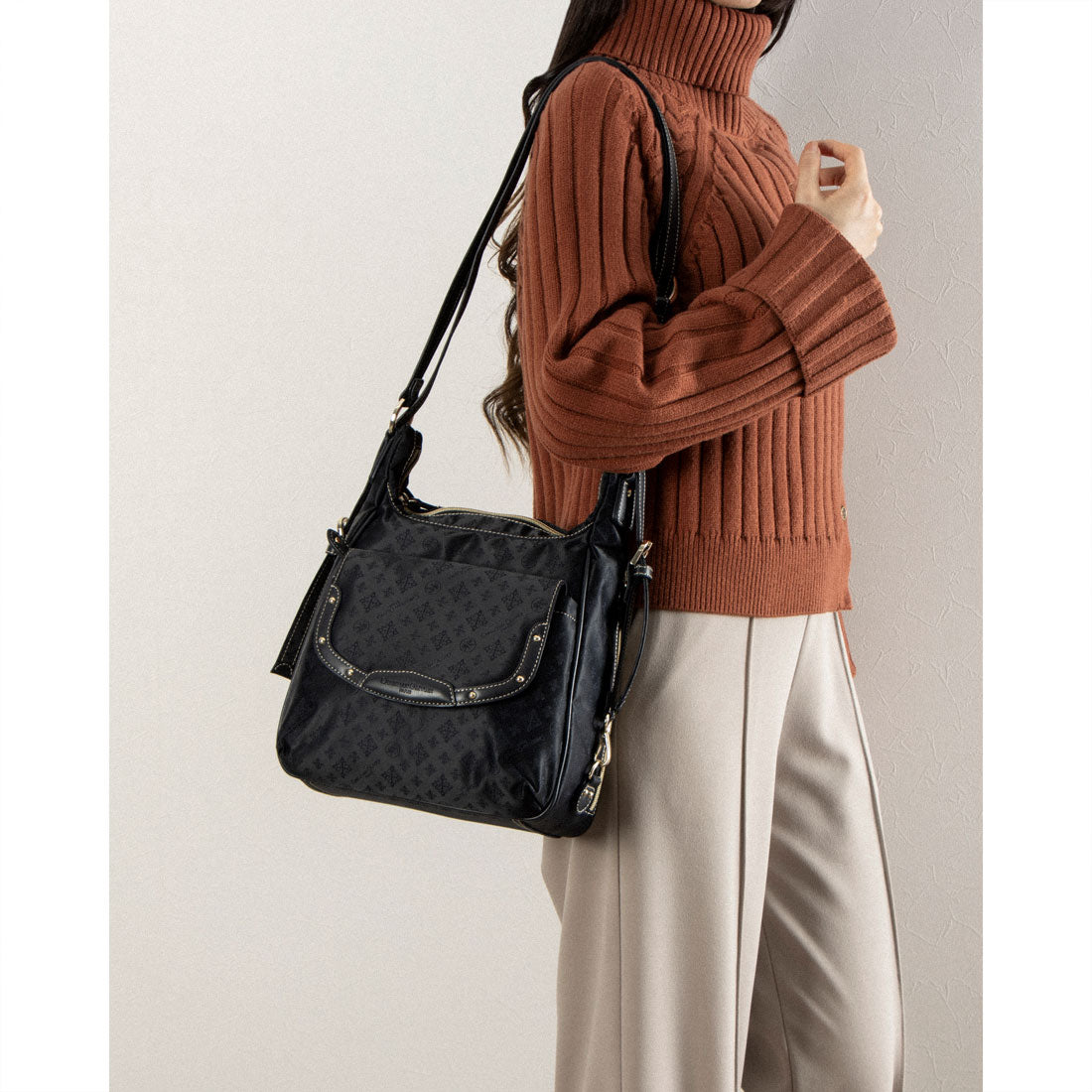 CHRISTIAN OLIVIER PARIS 3-Way Shoulder Backpack, Water-Repellent, Monogram, Jacquard Weave