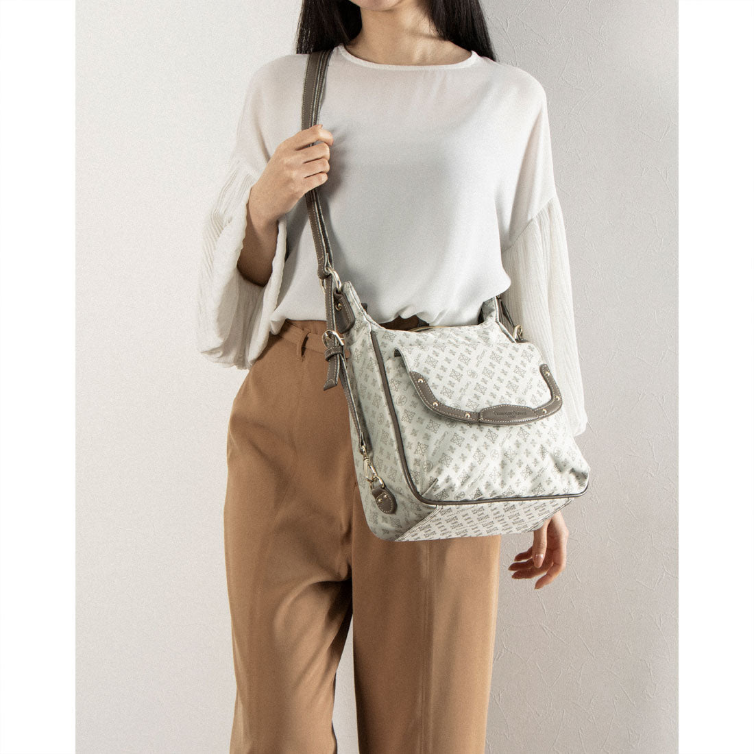 CHRISTIAN OLIVIER PARIS 3-Way Shoulder Backpack, Water-Repellent, Monogram, Jacquard Weave