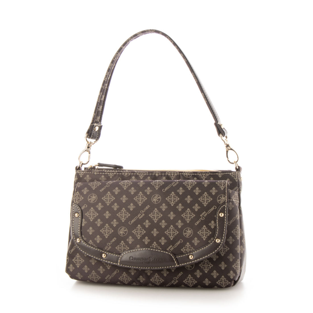 CHRISTIAN OLIVIER PARIS Wallet Shoulder Bag 2-Way Handbag Water Repellent Monogram Jacquard Weave