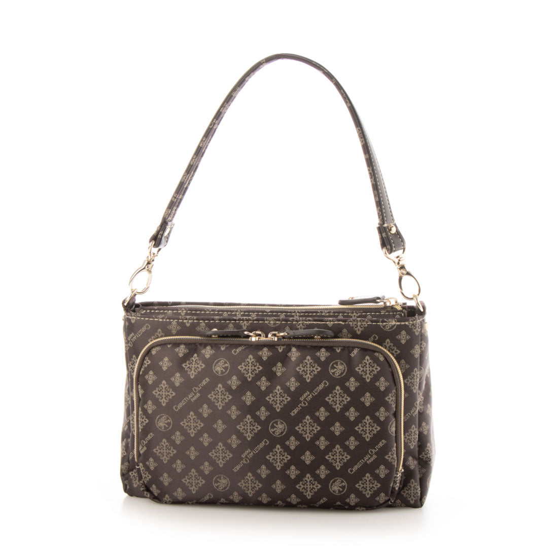 CHRISTIAN OLIVIER PARIS Wallet Shoulder Bag 2-Way Handbag Water Repellent Monogram Jacquard Weave