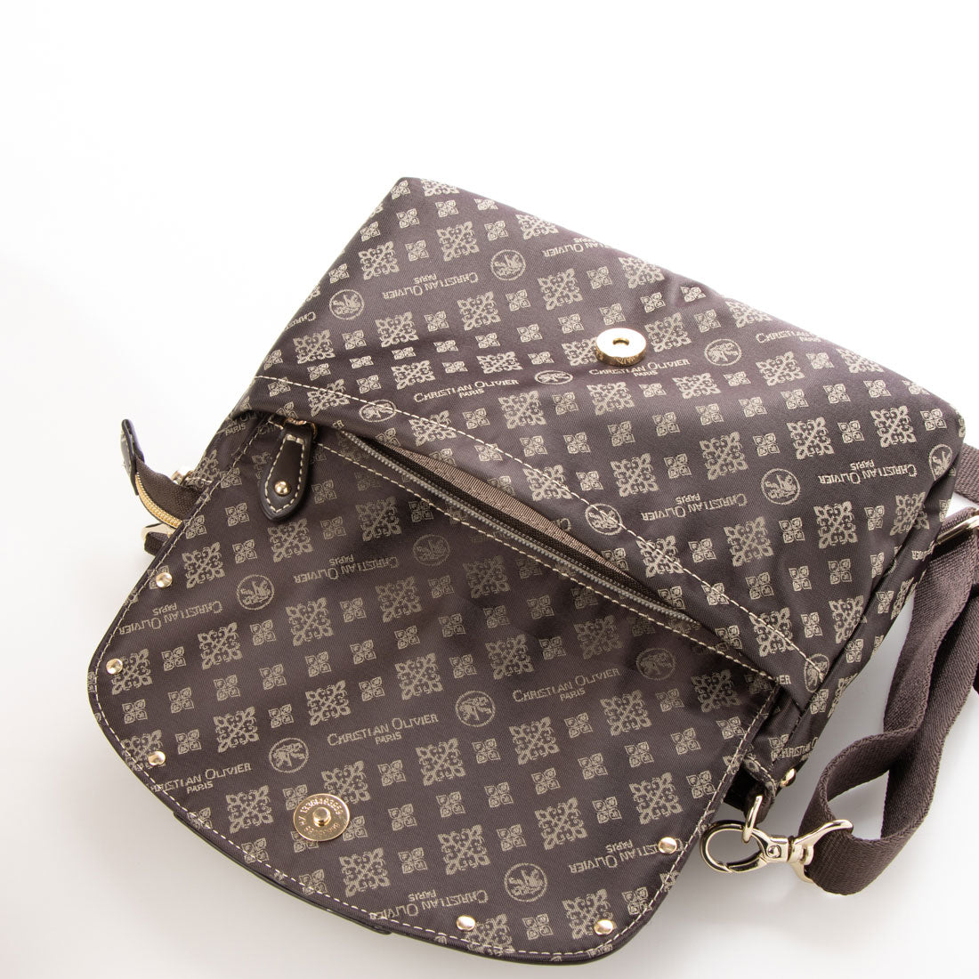 CHRISTIAN OLIVIER PARIS Wallet Shoulder Bag 2-Way Handbag Water Repellent Monogram Jacquard Weave