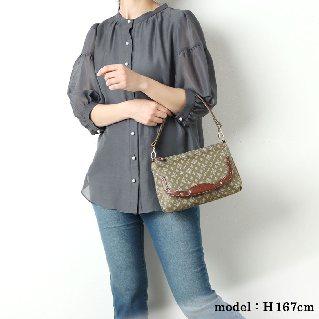 CHRISTIAN OLIVIER PARIS Wallet Shoulder Bag 2-Way Handbag Water Repellent Monogram Jacquard Weave