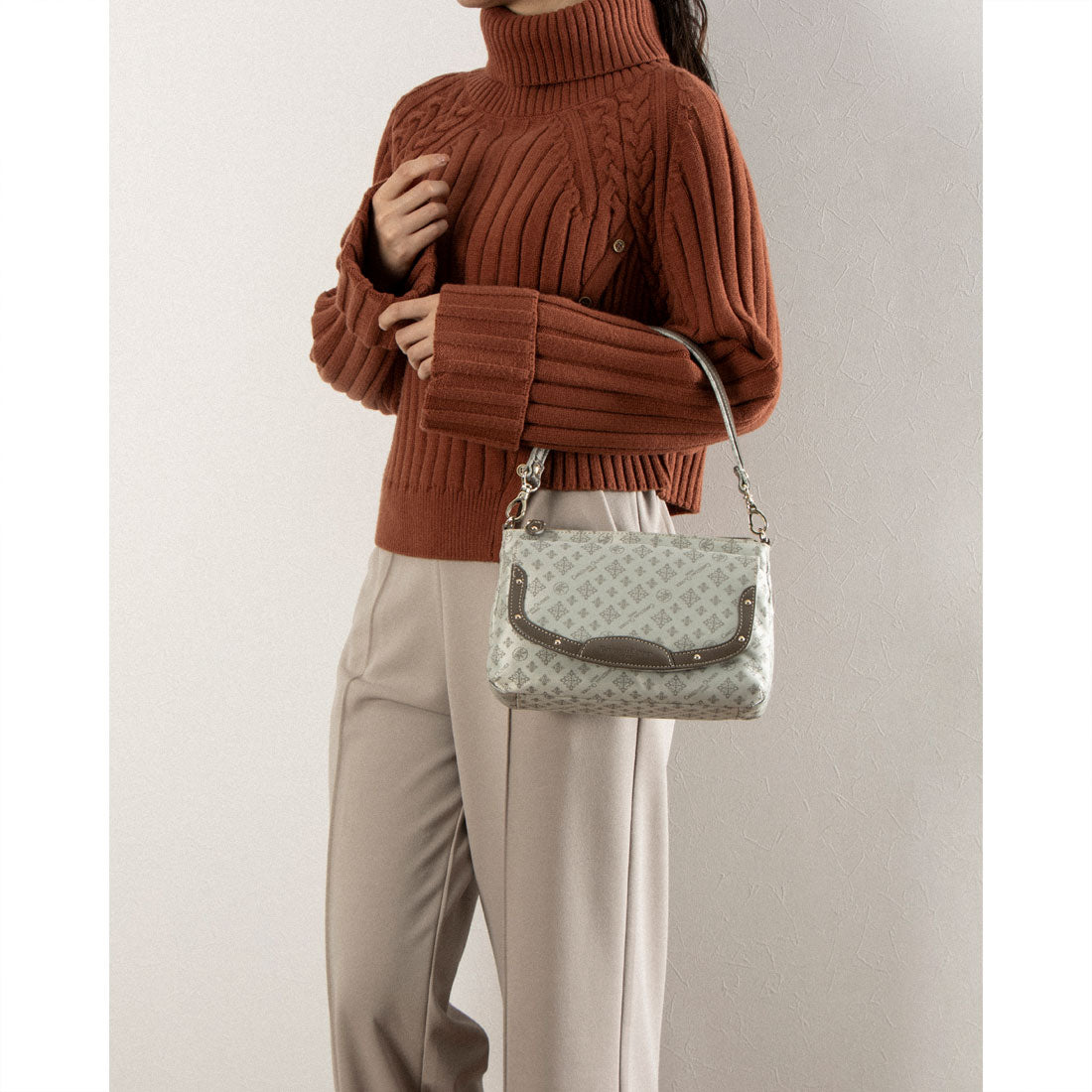 CHRISTIAN OLIVIER PARIS Wallet Shoulder Bag 2-Way Handbag Water Repellent Monogram Jacquard Weave