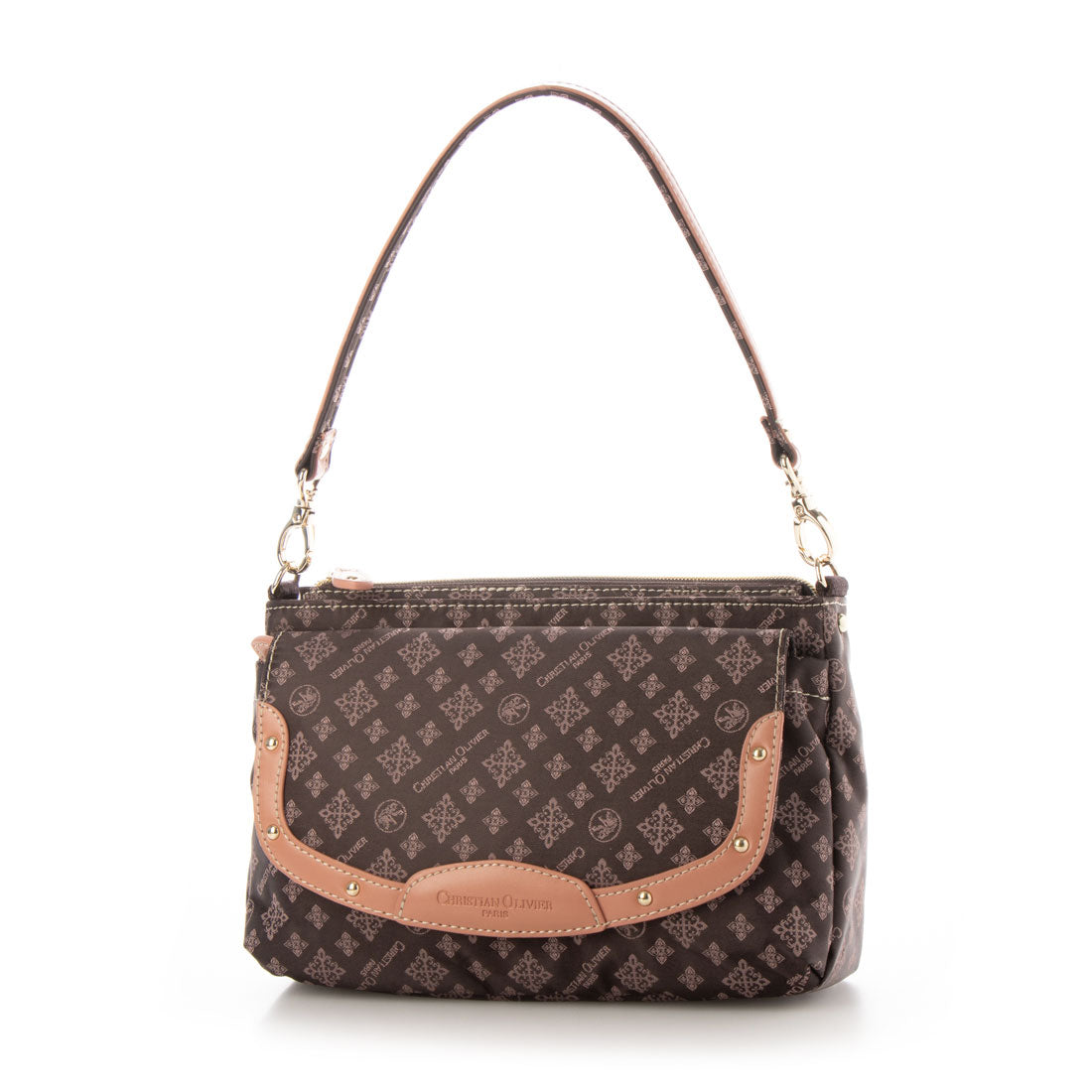 CHRISTIAN OLIVIER PARIS Wallet Shoulder Bag 2-Way Handbag Water Repellent Monogram Jacquard Weave