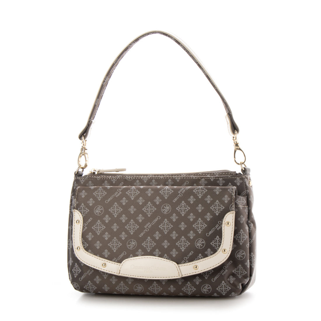 CHRISTIAN OLIVIER PARIS Wallet Shoulder Bag 2-Way Handbag Water Repellent Monogram Jacquard Weave