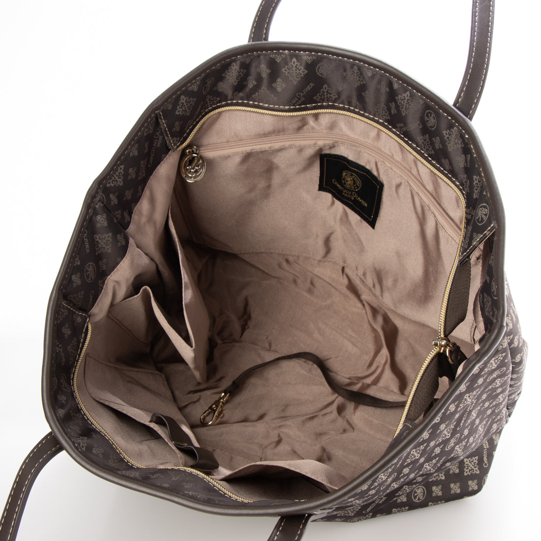 CHRISTIAN OLIVIER PARIS Tote Bag A4 Size Water Repellent Monogram Jacquard Weave