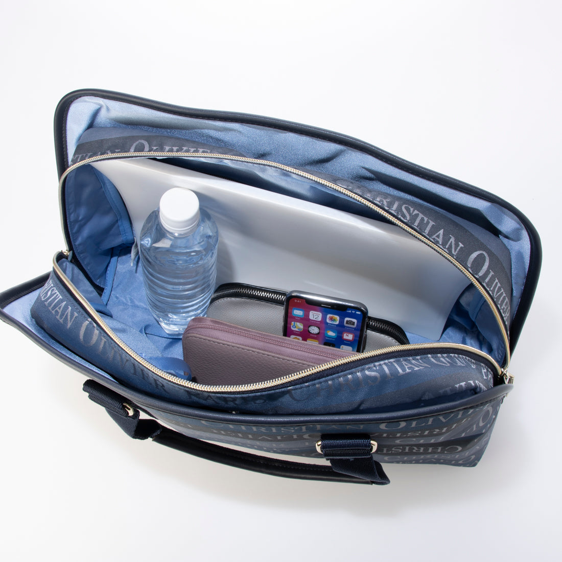 CHRISTIAN OLIVIER PARIS Aori Boston Bag Water-Repellent Lightweight Striped Pattern
