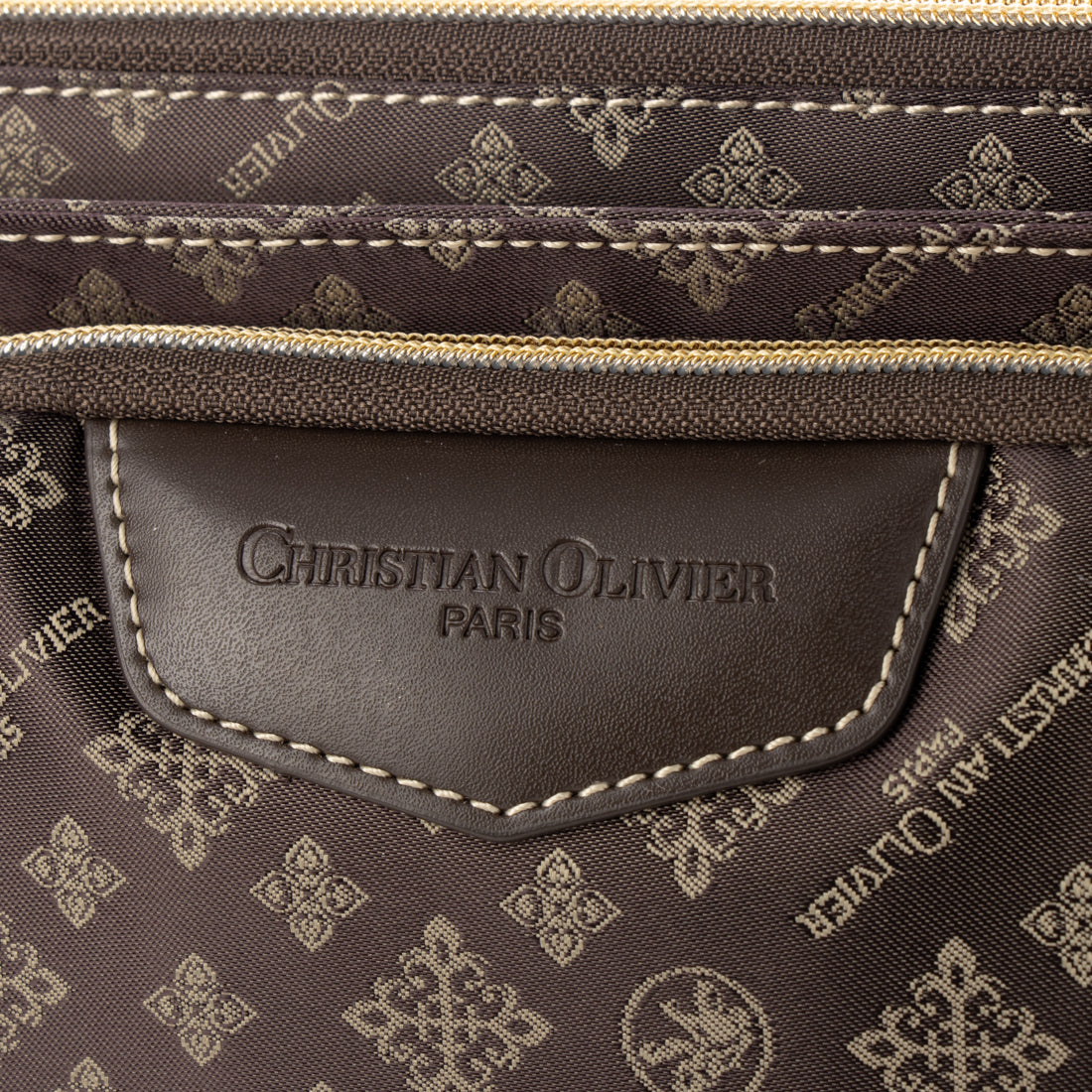 CHRISTIAN OLIVIER PARIS Wallet Pochette 2-Way Shoulder Water Repellent Monogram Jacquard Weave