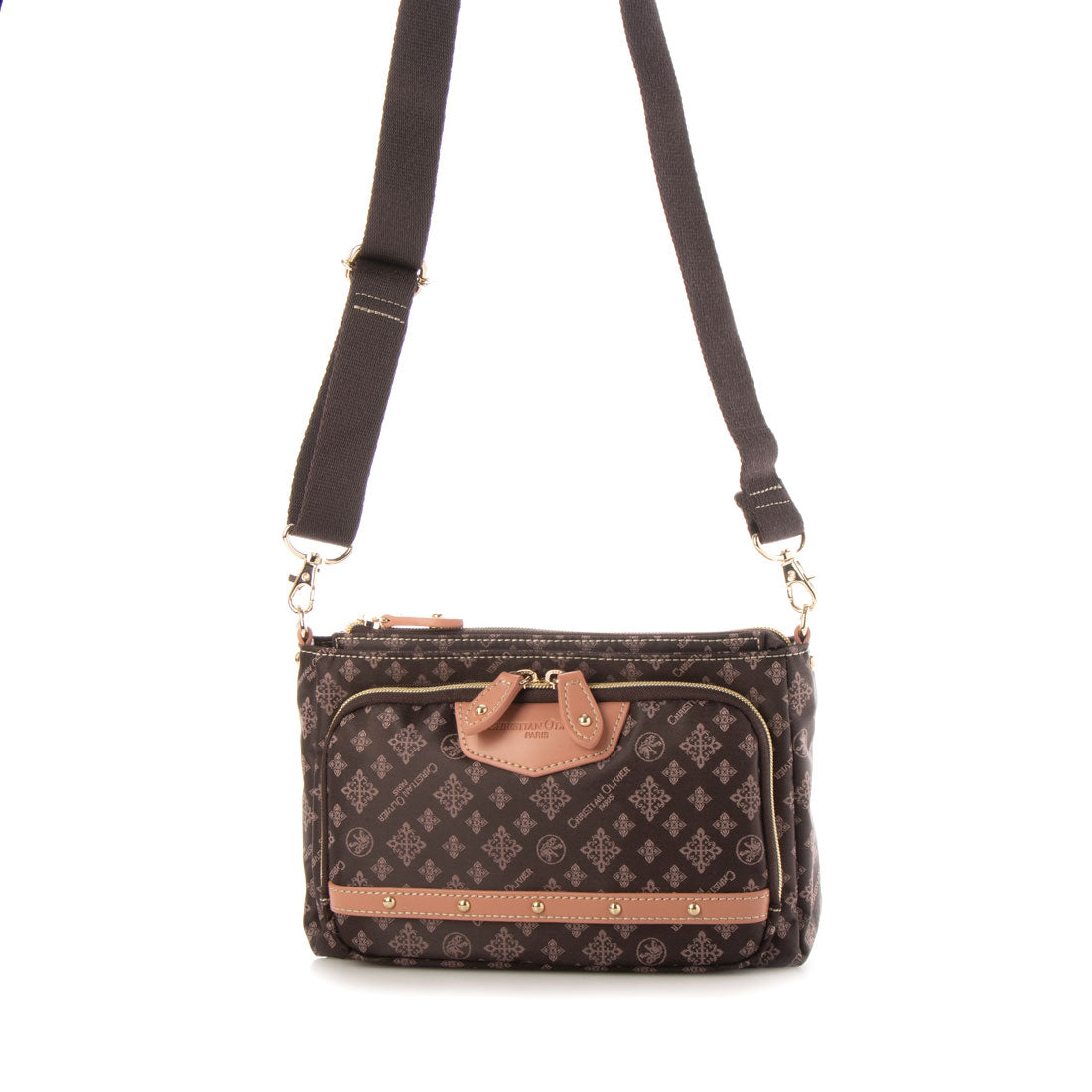 CHRISTIAN OLIVIER PARIS Wallet Pochette 2-Way Shoulder Water Repellent Monogram Jacquard Weave