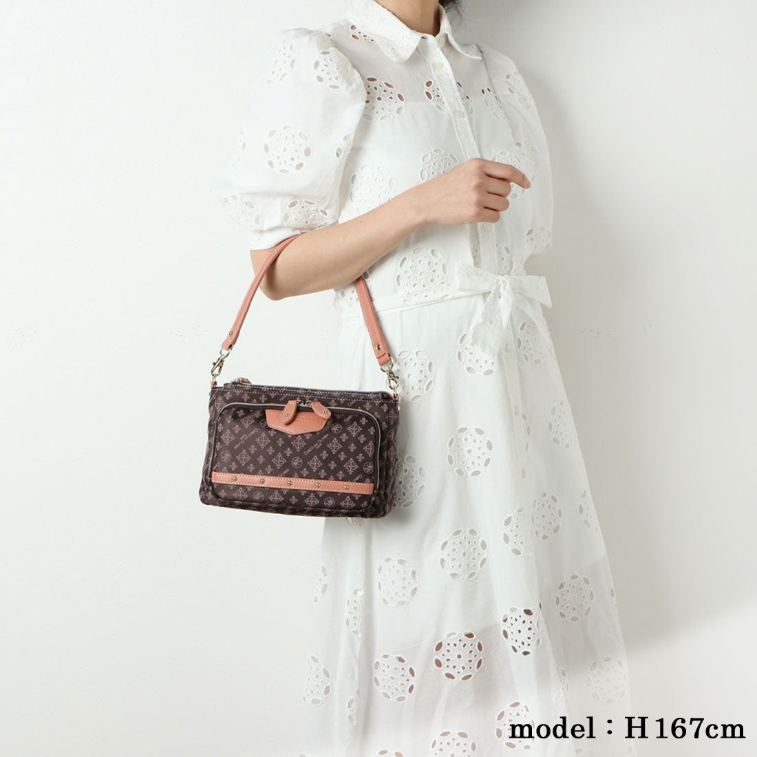 CHRISTIAN OLIVIER PARIS Wallet Pochette 2-Way Shoulder Water Repellent Monogram Jacquard Weave