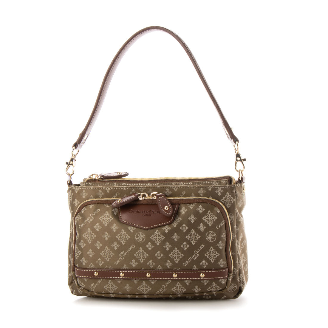 CHRISTIAN OLIVIER PARIS Wallet Pochette 2-Way Shoulder Water Repellent Monogram Jacquard Weave