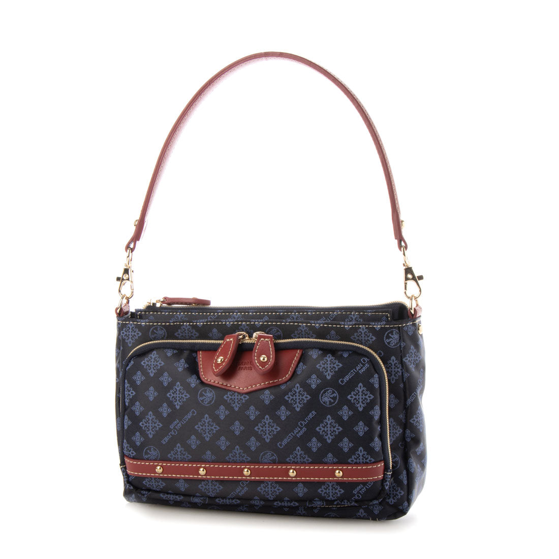 CHRISTIAN OLIVIER PARIS Wallet Pochette 2-Way Shoulder Water Repellent Monogram Jacquard Weave