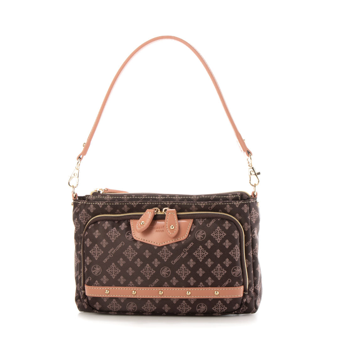 CHRISTIAN OLIVIER PARIS Wallet Pochette 2-Way Shoulder Water Repellent Monogram Jacquard Weave