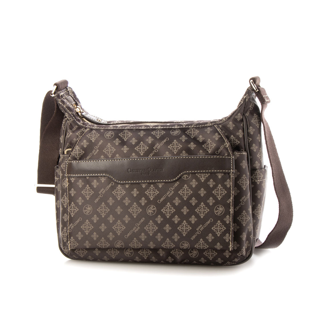 CHRISTIAN OLIVIER PARIS flap design shoulder bag, water repellent, monogram, jacquard weave