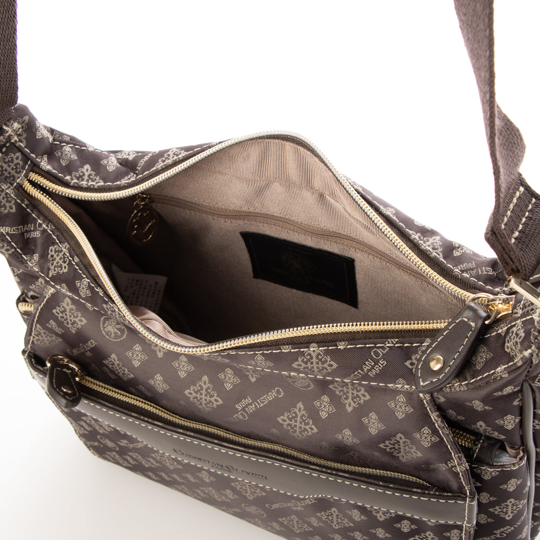 CHRISTIAN OLIVIER PARIS flap design shoulder bag, water repellent, monogram, jacquard weave