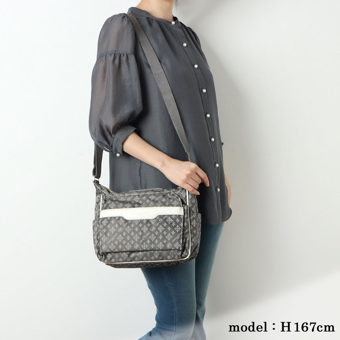CHRISTIAN OLIVIER PARIS flap design shoulder bag, water repellent, monogram, jacquard weave